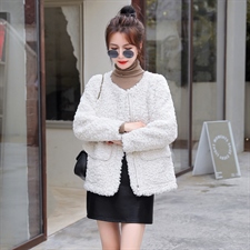 颗粒绒外套女2021冬装新款韩版毛毛衣中小个子毛呢大衣呢子外套，商品下架区，蜜淘