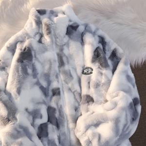 羊羔绒300G冬季保暖衣炸街潮牌扎染宽松情侣装羊羔绒外套,女装卫衣/绒衫,艾莱莉